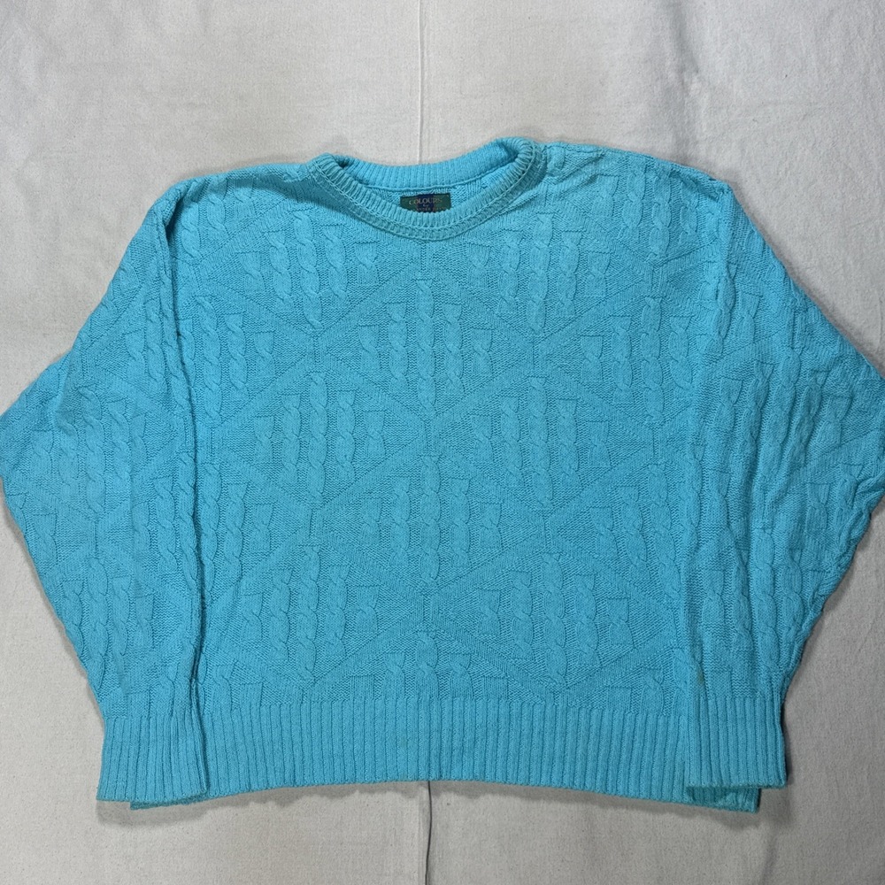 Vintage 90s Colours by Alexander Julian Mens Sz M Cable Knit Pullover Sweater